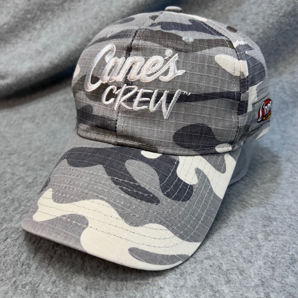 Canes CREW Unisex Grey Camo Raising Canes Baseball Hat Adjustable Ripstop OSFM